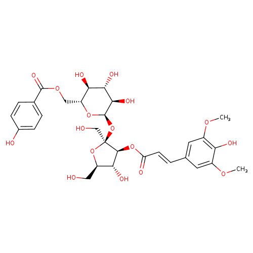 ((2R,3S,4S,5R,6R)-3,4,5-Trihydroxy-6-(((2S,3S,4R,5R)-4-hydroxy-3-(((E)-3-(4-hydroxy-3,5-dimethoxyphenyl)acryloyl)oxy)-2,5-bis(hydroxymethyl)tetrahydrofuran-2-yl)oxy)tetrahydro-2H-pyran-2-yl)methyl 4-hydroxybenzoate