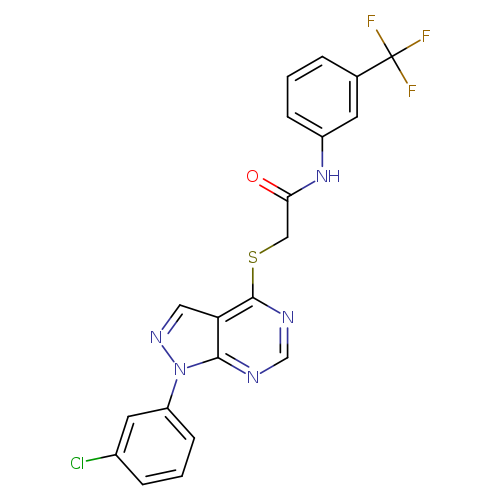 2-{[1-(3-chlorophenyl)-1H-pyrazolo[3,4-d]pyrimidin-4-yl]sulfanyl}-N-[3-(trifluoromethyl)phenyl]acetamide