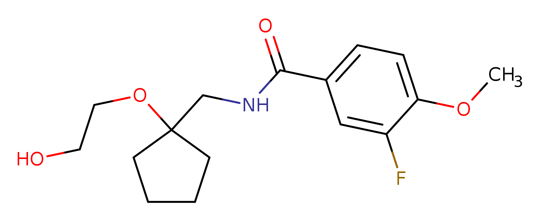 3-fluoro-N-{[1-(2-hydroxyethoxy)cyclopentyl]methyl}-4-methoxybenzamide