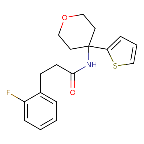 3-(2-fluorophenyl)-N-[4-(thiophen-2-yl)oxan-4-yl]propanamide