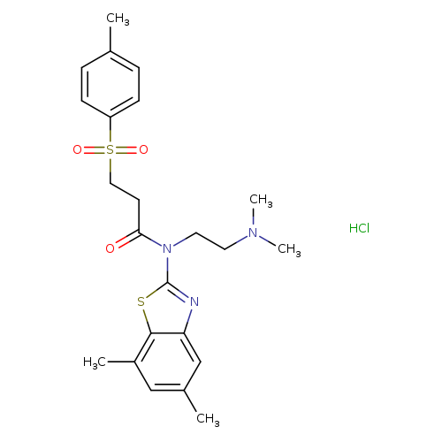 N-(5,7-dimethyl-1,3-benzothiazol-2-yl)-N-[2-(dimethylamino)ethyl]-3-(4-methylbenzenesulfonyl)propanamide hydrochloride