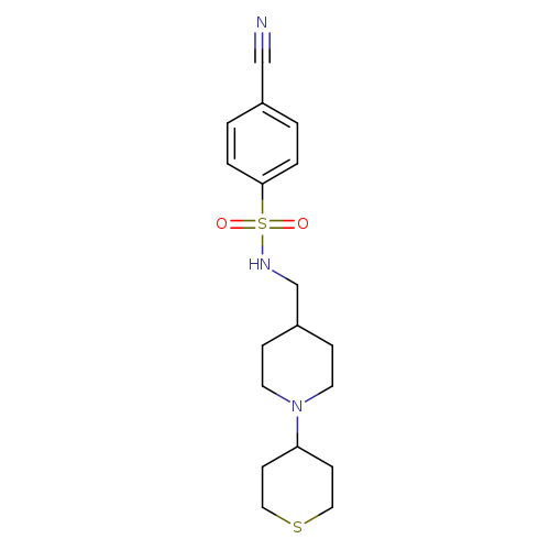 4-cyano-N-{[1-(thian-4-yl)piperidin-4-yl]methyl}benzene-1-sulfonamide