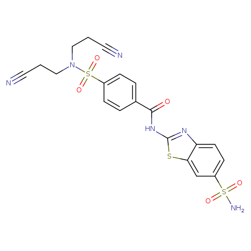 4-[bis(2-cyanoethyl)sulfamoyl]-N-(6-sulfamoyl-1,3-benzothiazol-2-yl)benzamide
