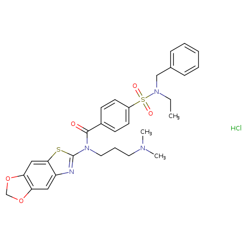 4-[benzyl(ethyl)sulfamoyl]-N-[3-(dimethylamino)propyl]-N-{4,6-dioxa-10-thia-12-azatricyclo[7.3.0.0^{3,7}]dodeca-1(9),2,7,11-tetraen-11-yl}benzamide hydrochloride