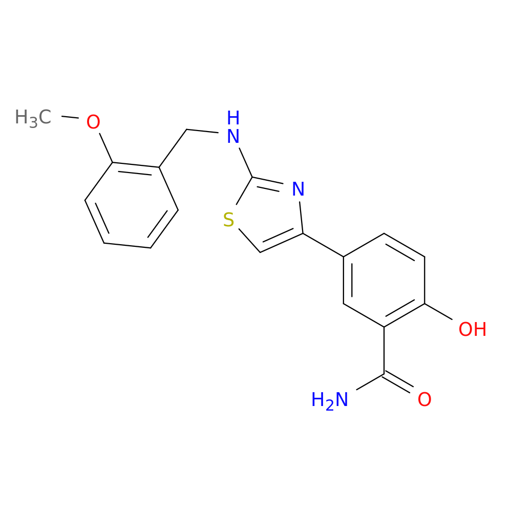2-hydroxy-5-(2-{[(2-methoxyphenyl)methyl]amino}-1,3-thiazol-4-yl)benzamide
