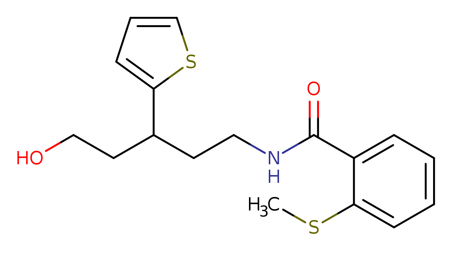 N-[5-hydroxy-3-(thiophen-2-yl)pentyl]-2-(methylsulfanyl)benzamide