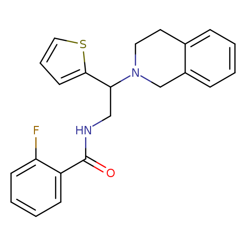 2-fluoro-N-[2-(1,2,3,4-tetrahydroisoquinolin-2-yl)-2-(thiophen-2-yl)ethyl]benzamide