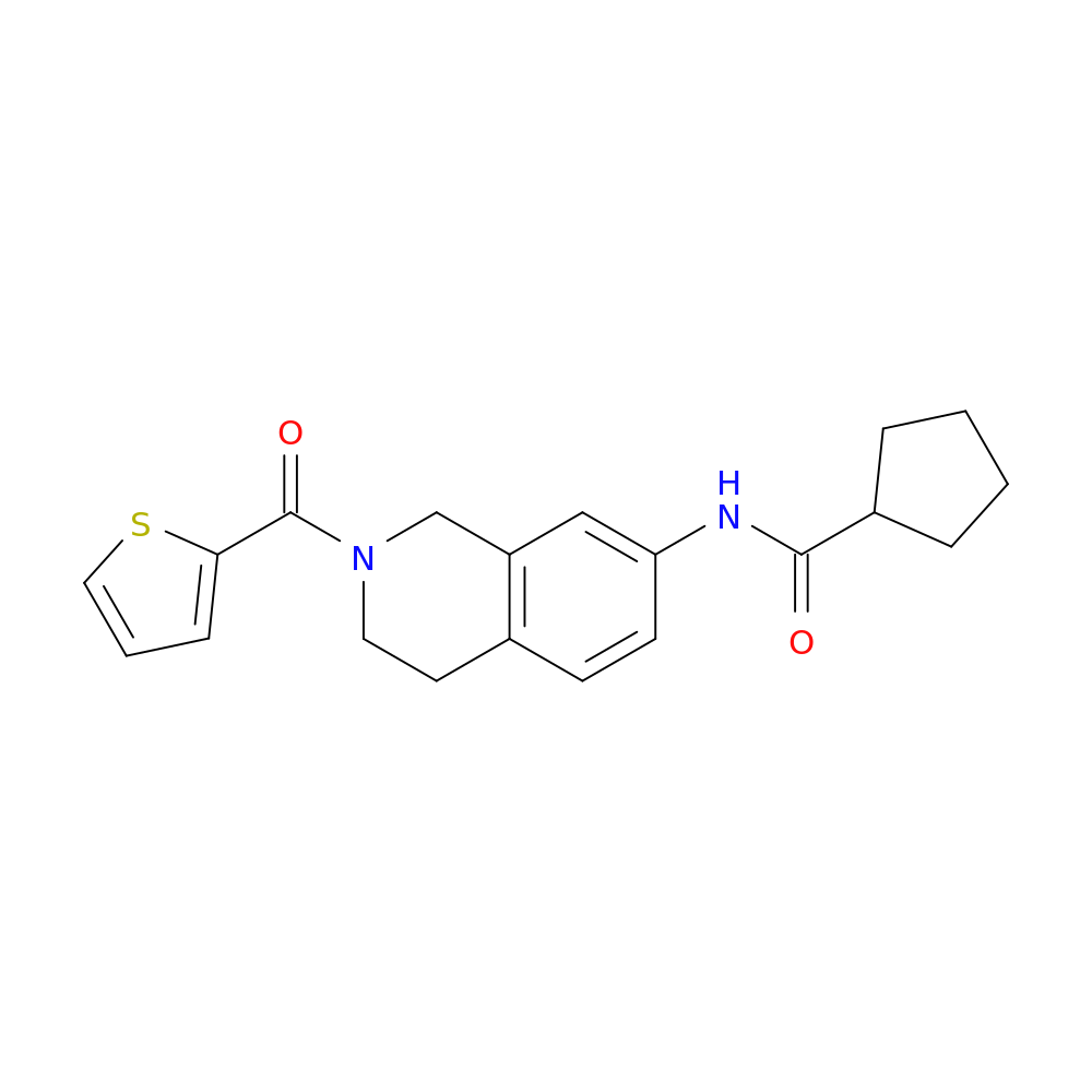 N-[2-(thiophene-2-carbonyl)-1,2,3,4-tetrahydroisoquinolin-7-yl]cyclopentanecarboxamide
