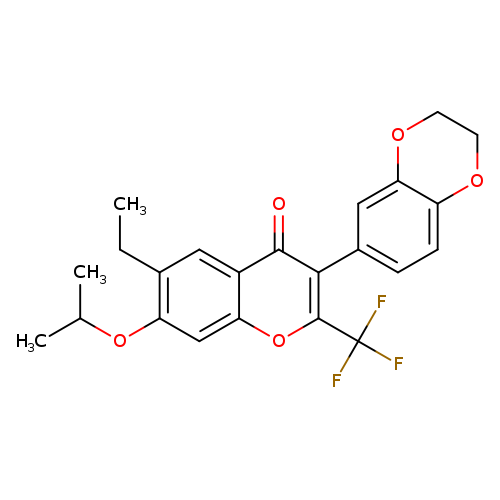 3-(2,3-dihydro-1,4-benzodioxin-6-yl)-6-ethyl-7-(propan-2-yloxy)-2-(trifluoromethyl)-4H-chromen-4-one
