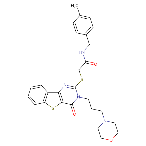 N-[(4-methylphenyl)methyl]-2-({5-[3-(morpholin-4-yl)propyl]-6-oxo-8-thia-3,5-diazatricyclo[7.4.0.0^{2,7}]trideca-1(9),2(7),3,10,12-pentaen-4-yl}sulfanyl)acetamide