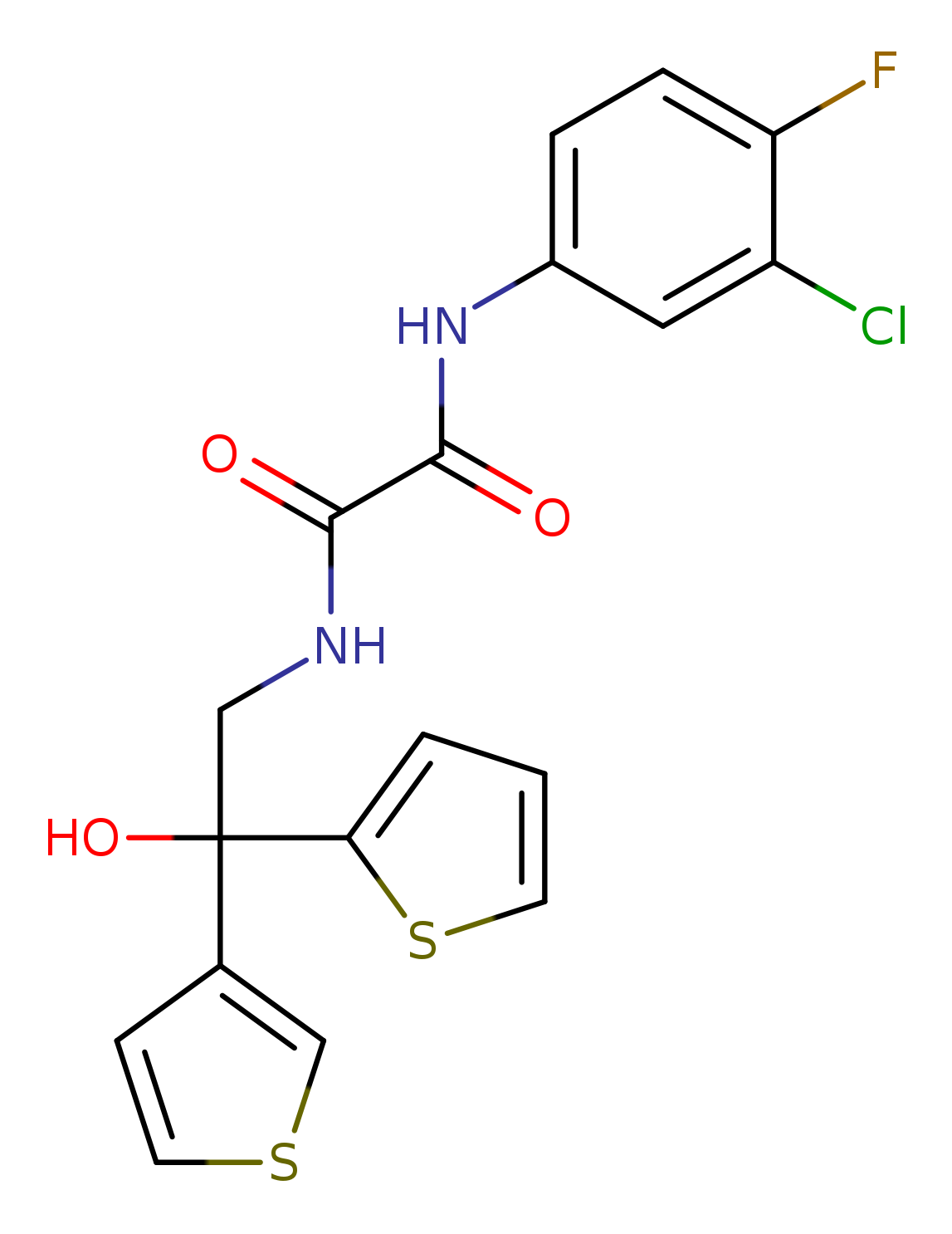 N'-(3-chloro-4-fluorophenyl)-N-[2-hydroxy-2-(thiophen-2-yl)-2-(thiophen-3-yl)ethyl]ethanediamide