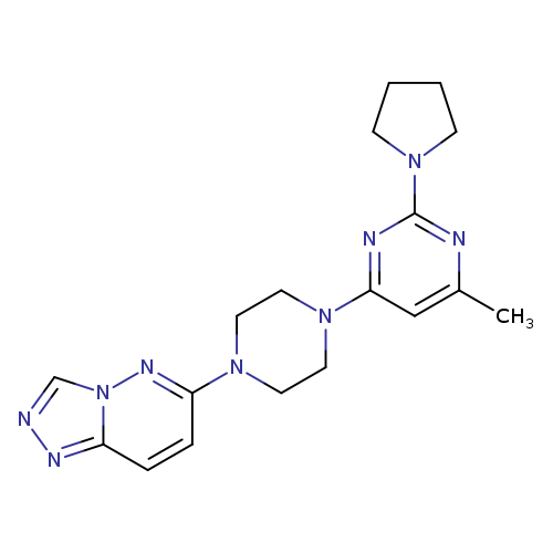 4-methyl-2-(pyrrolidin-1-yl)-6-(4-{[1,2,4]triazolo[4,3-b]pyridazin-6-yl}piperazin-1-yl)pyrimidine