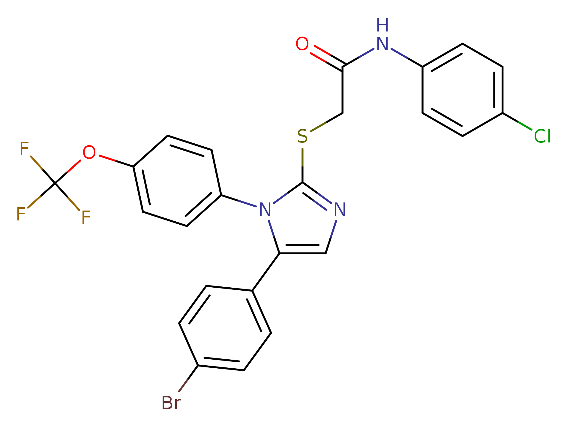 2-{[5-(4-bromophenyl)-1-[4-(trifluoromethoxy)phenyl]-1H-imidazol-2-yl]sulfanyl}-N-(4-chlorophenyl)acetamide
