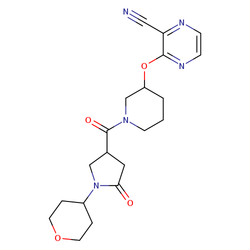 3-({1-[1-(oxan-4-yl)-5-oxopyrrolidine-3-carbonyl]piperidin-3-yl}oxy)pyrazine-2-carbonitrile