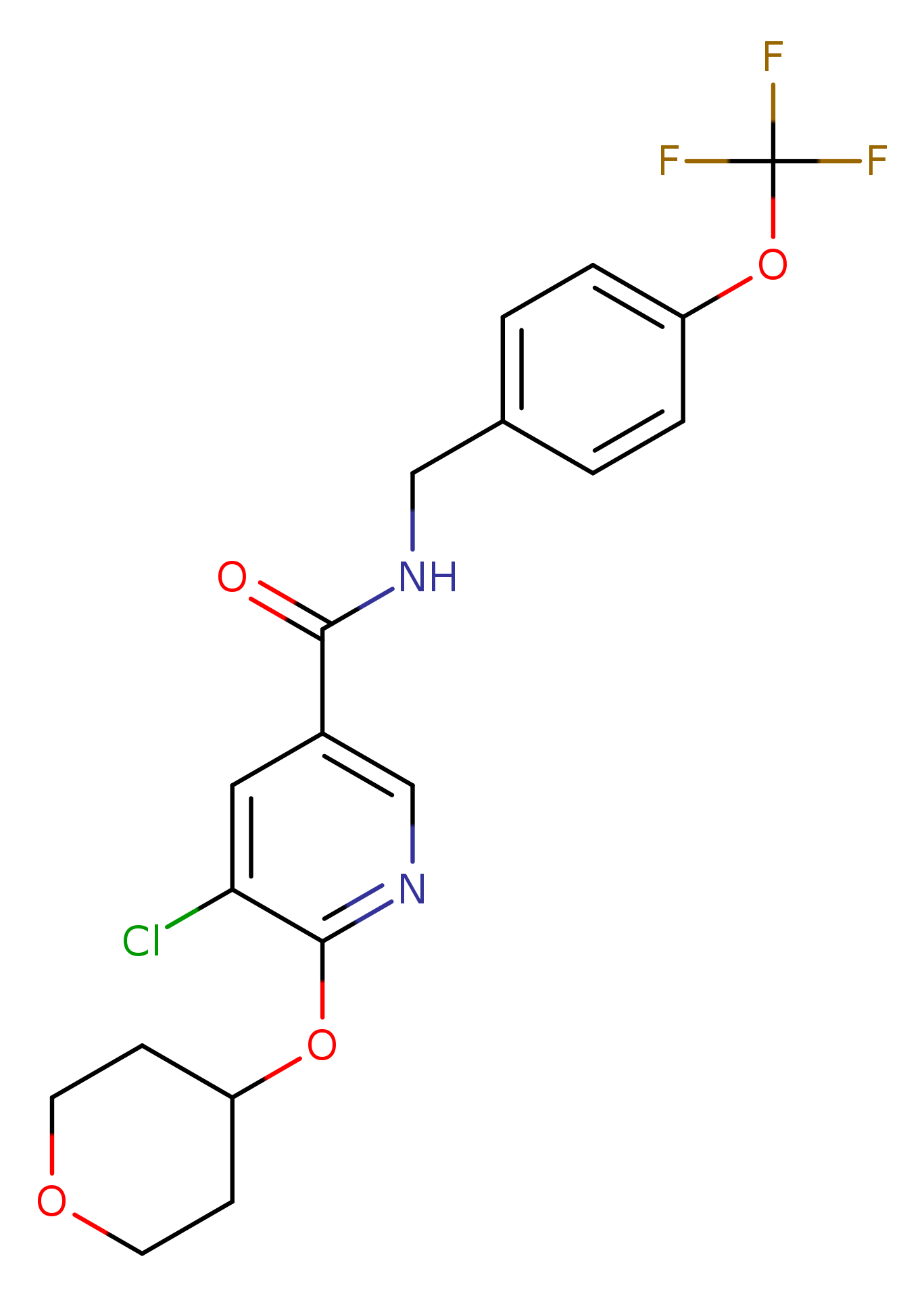 5-chloro-6-(oxan-4-yloxy)-N-{[4-(trifluoromethoxy)phenyl]methyl}pyridine-3-carboxamide