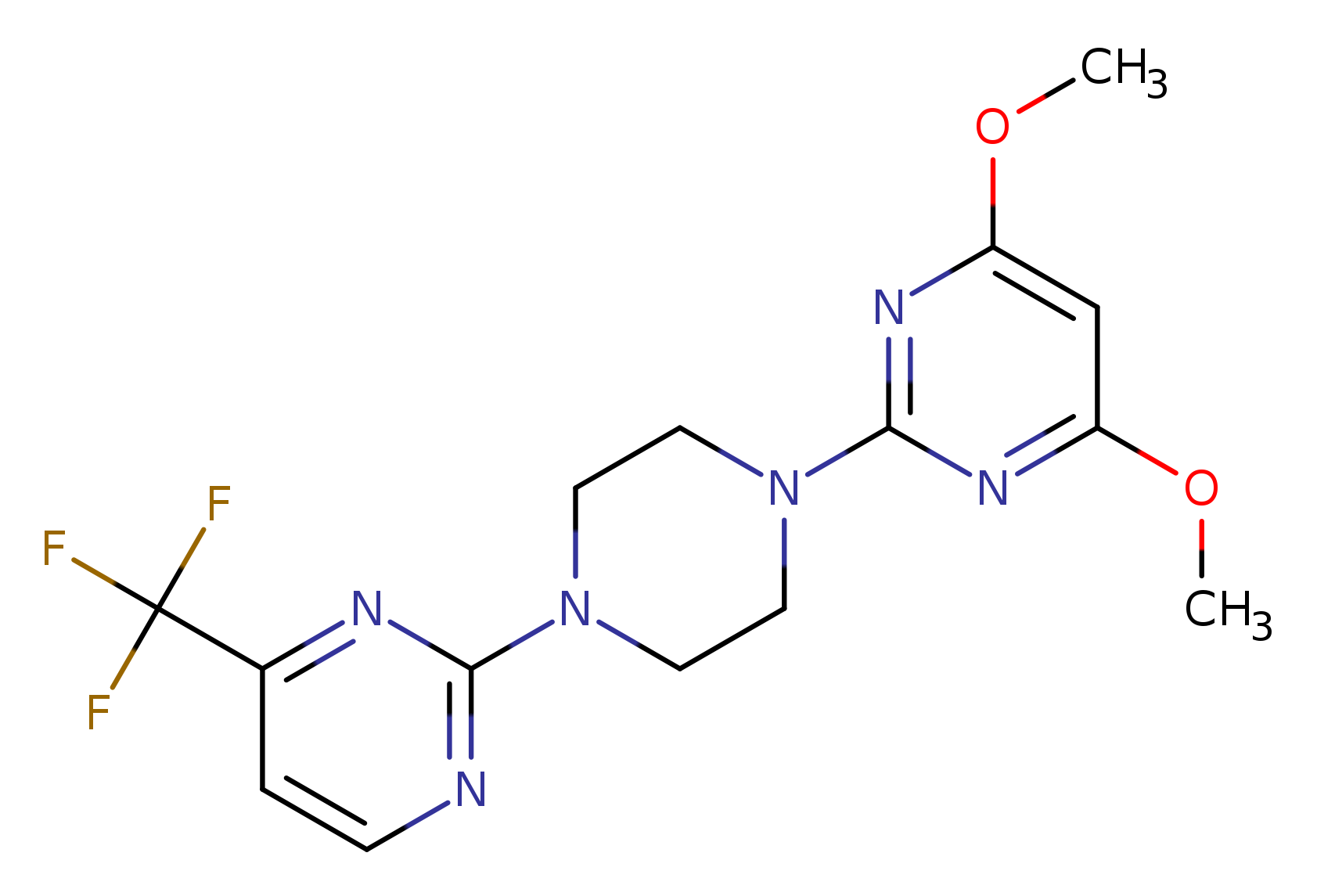 4,6-dimethoxy-2-{4-[4-(trifluoromethyl)pyrimidin-2-yl]piperazin-1-yl}pyrimidine