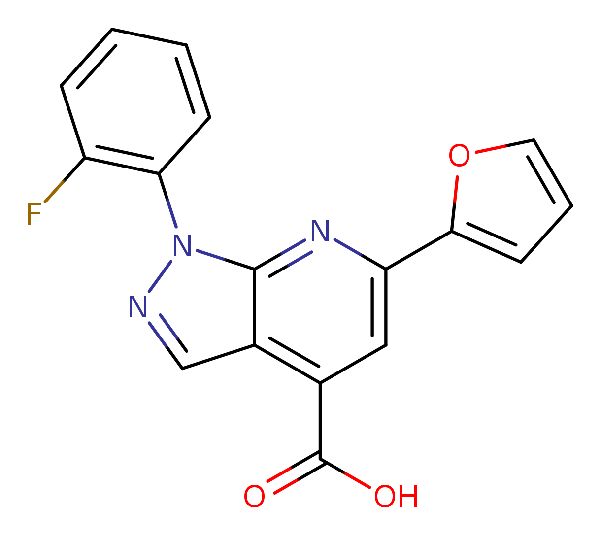 1-(2-fluorophenyl)-6-(furan-2-yl)-1H-pyrazolo[3,4-b]pyridine-4-carboxylic acid