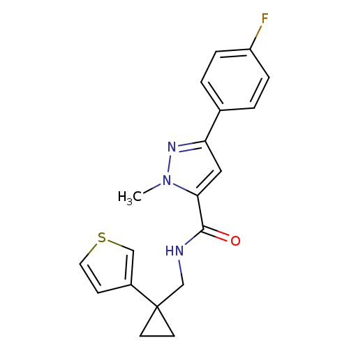 3-(4-fluorophenyl)-1-methyl-N-{[1-(thiophen-3-yl)cyclopropyl]methyl}-1H-pyrazole-5-carboxamide
