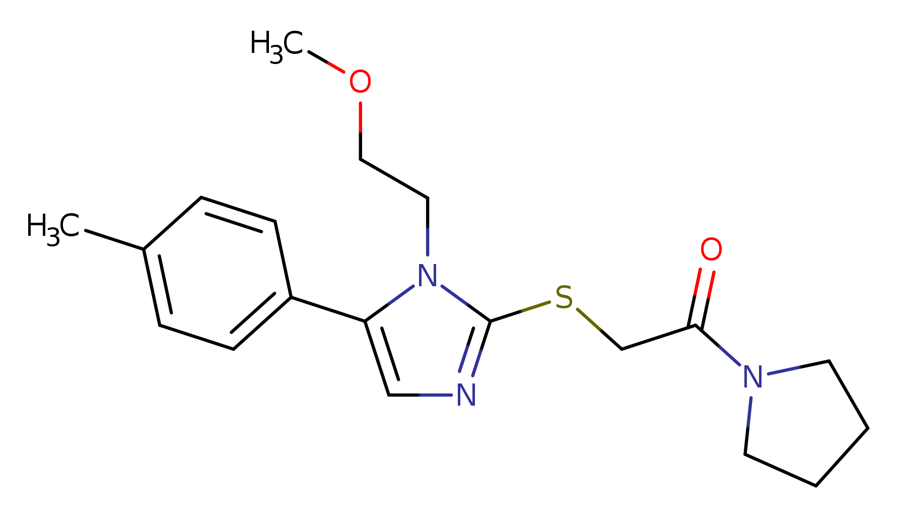 2-{[1-(2-methoxyethyl)-5-(4-methylphenyl)-1H-imidazol-2-yl]sulfanyl}-1-(pyrrolidin-1-yl)ethan-1-one