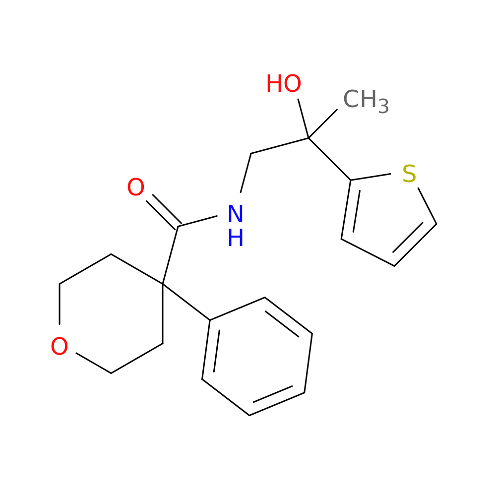 N-[2-hydroxy-2-(thiophen-2-yl)propyl]-4-phenyloxane-4-carboxamide