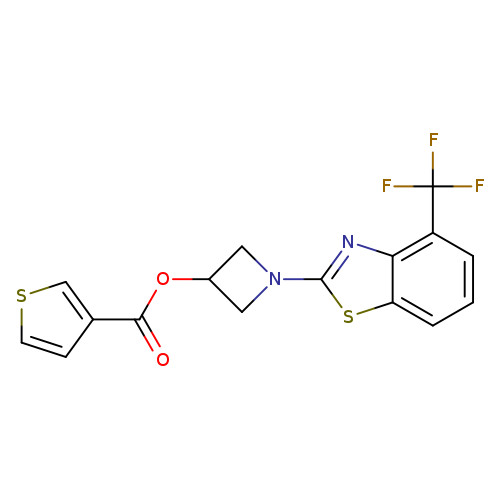 1-[4-(trifluoromethyl)-1,3-benzothiazol-2-yl]azetidin-3-yl thiophene-3-carboxylate