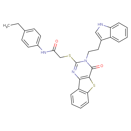 N-(4-ethylphenyl)-2-({5-[2-(1H-indol-3-yl)ethyl]-6-oxo-8-thia-3,5-diazatricyclo[7.4.0.0^{2,7}]trideca-1(9),2(7),3,10,12-pentaen-4-yl}sulfanyl)acetamide