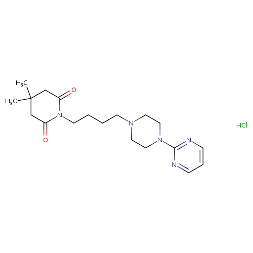 2,6-Piperidinedione, 4,4-dimethyl-1-[4-[4-(2-pyrimidinyl)-1-piperazinyl]butyl]-, hydrochloride (1:1)