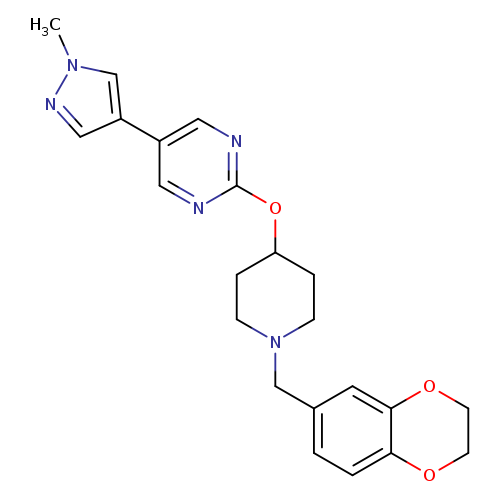 2-({1-[(2,3-dihydro-1,4-benzodioxin-6-yl)methyl]piperidin-4-yl}oxy)-5-(1-methyl-1H-pyrazol-4-yl)pyrimidine