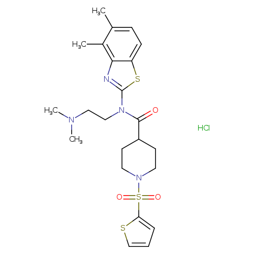 N-(4,5-dimethyl-1,3-benzothiazol-2-yl)-N-[2-(dimethylamino)ethyl]-1-(thiophene-2-sulfonyl)piperidine-4-carboxamide hydrochloride