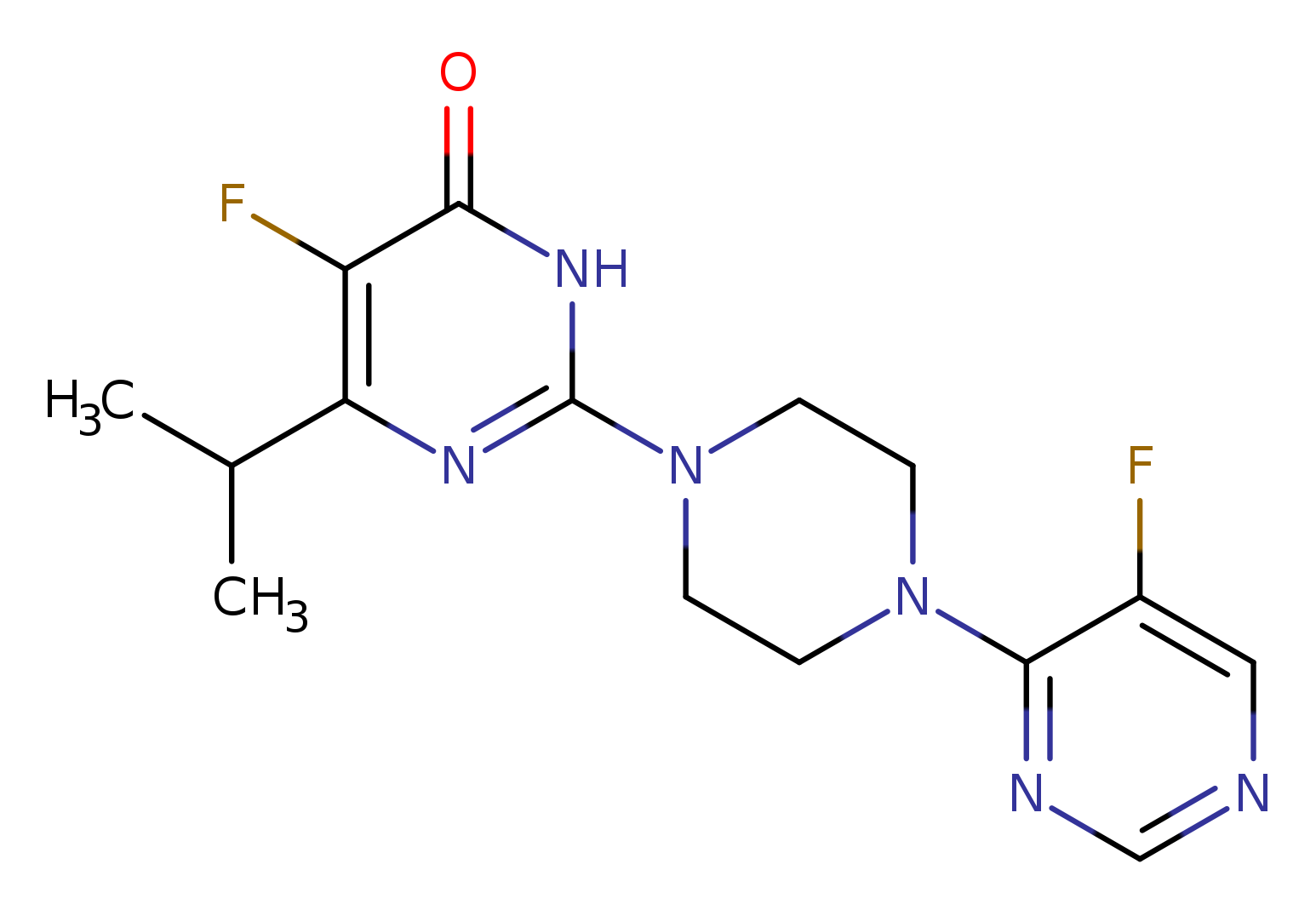 5-fluoro-2-[4-(5-fluoropyrimidin-4-yl)piperazin-1-yl]-6-(propan-2-yl)-3,4-dihydropyrimidin-4-one