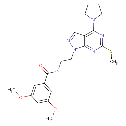 3,5-dimethoxy-N-{2-[6-(methylsulfanyl)-4-(pyrrolidin-1-yl)-1H-pyrazolo[3,4-d]pyrimidin-1-yl]ethyl}benzamide