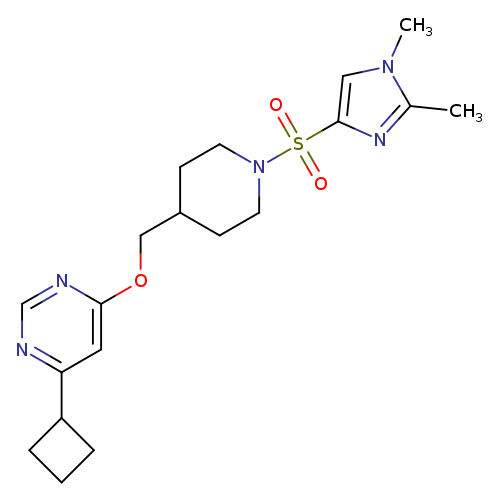 4-cyclobutyl-6-({1-[(1,2-dimethyl-1H-imidazol-4-yl)sulfonyl]piperidin-4-yl}methoxy)pyrimidine