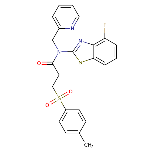 N-(4-fluoro-1,3-benzothiazol-2-yl)-3-(4-methylbenzenesulfonyl)-N-[(pyridin-2-yl)methyl]propanamide