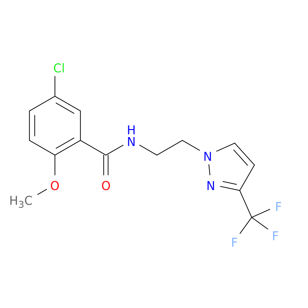 5-chloro-2-methoxy-N-{2-[3-(trifluoromethyl)-1H-pyrazol-1-yl]ethyl}benzamide