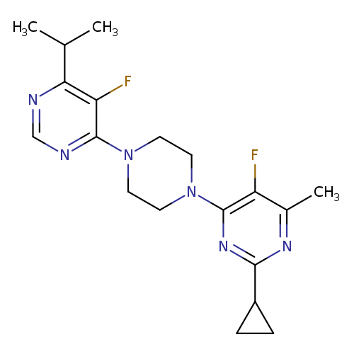 2-cyclopropyl-5-fluoro-4-{4-[5-fluoro-6-(propan-2-yl)pyrimidin-4-yl]piperazin-1-yl}-6-methylpyrimidine