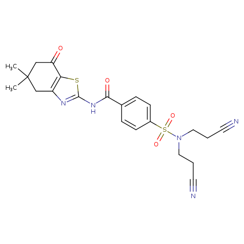 4-[bis(2-cyanoethyl)sulfamoyl]-N-(5,5-dimethyl-7-oxo-4,5,6,7-tetrahydro-1,3-benzothiazol-2-yl)benzamide