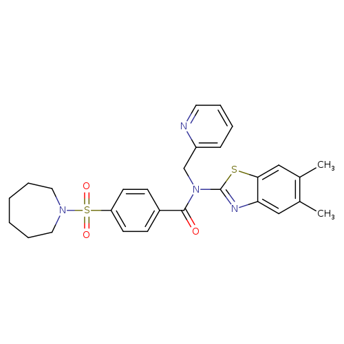 4-(azepane-1-sulfonyl)-N-(5,6-dimethyl-1,3-benzothiazol-2-yl)-N-[(pyridin-2-yl)methyl]benzamide