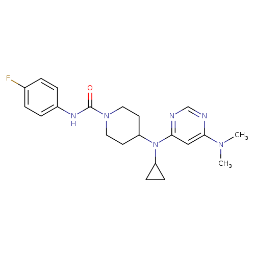 4-{cyclopropyl[6-(dimethylamino)pyrimidin-4-yl]amino}-N-(4-fluorophenyl)piperidine-1-carboxamide