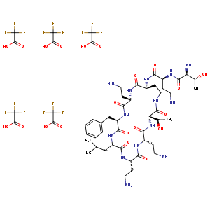 (2S,3R)-2-Amino-N-((S)-4-amino-1-oxo-1-(((3S,6S,9S,12S,15R,18S,21S)-6,9,18-tris(2-aminoethyl)-15-benzyl-3-((R)-1-hydroxyethyl)-12-isobutyl-2,5,8,11,14,17,20-heptaoxo-1,4,7,10,13,16,19-heptaazacyclotricosan-21-yl)amino)butan-2-yl)-3-hydroxybutanamide2,2,2