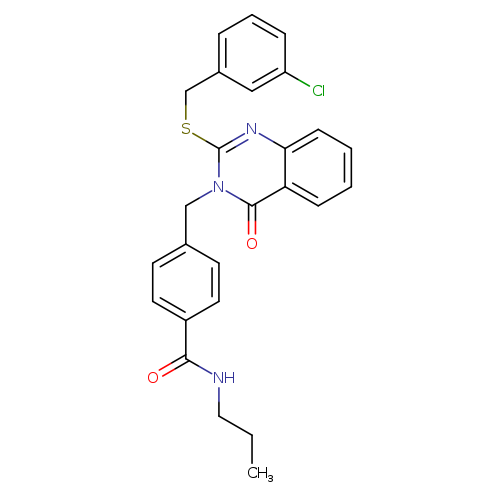 4-[(2-{[(3-chlorophenyl)methyl]sulfanyl}-4-oxo-3,4-dihydroquinazolin-3-yl)methyl]-N-propylbenzamide