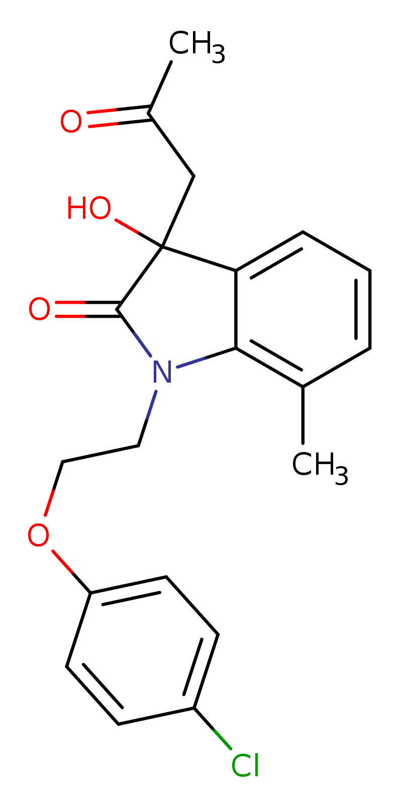 1-[2-(4-chlorophenoxy)ethyl]-3-hydroxy-7-methyl-3-(2-oxopropyl)-2,3-dihydro-1H-indol-2-one