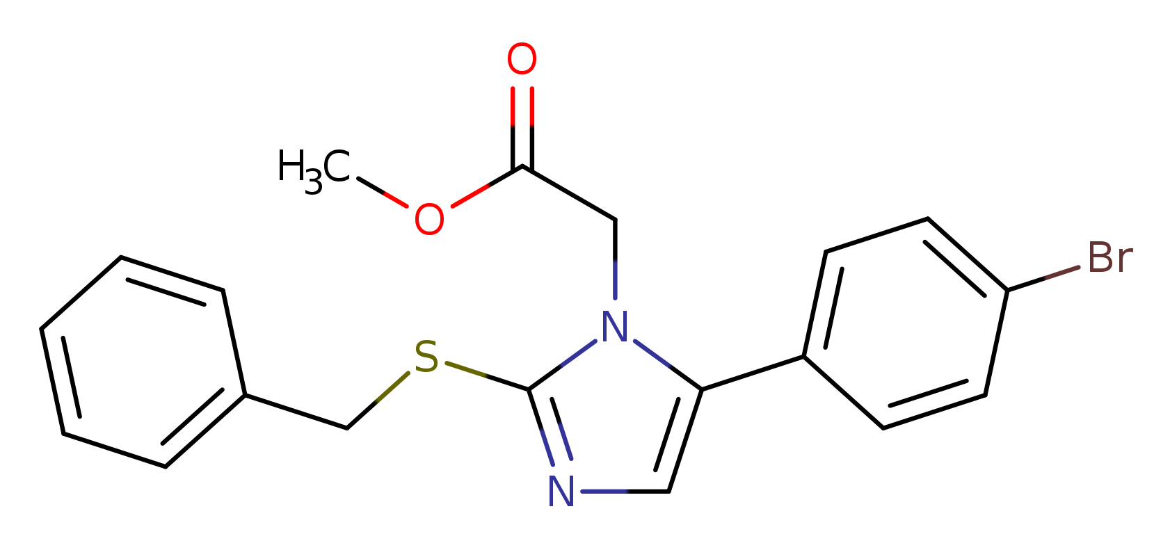 methyl 2-[2-(benzylsulfanyl)-5-(4-bromophenyl)-1H-imidazol-1-yl]acetate