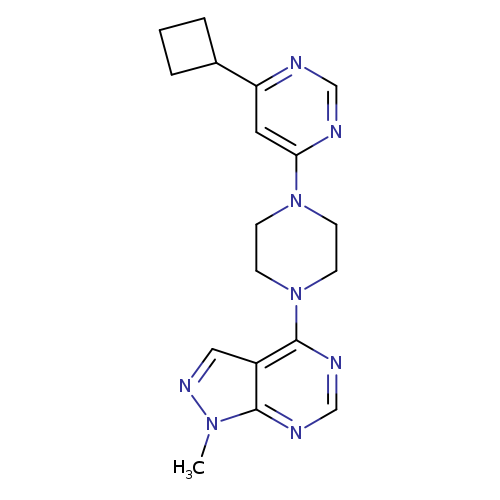 4-cyclobutyl-6-(4-{1-methyl-1H-pyrazolo[3,4-d]pyrimidin-4-yl}piperazin-1-yl)pyrimidine