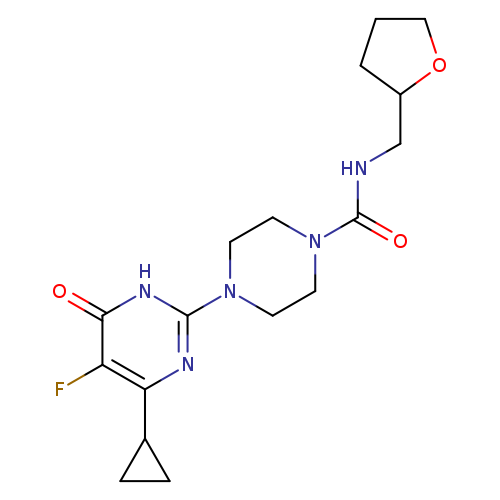 4-(4-cyclopropyl-5-fluoro-6-oxo-1,6-dihydropyrimidin-2-yl)-N-[(oxolan-2-yl)methyl]piperazine-1-carboxamide