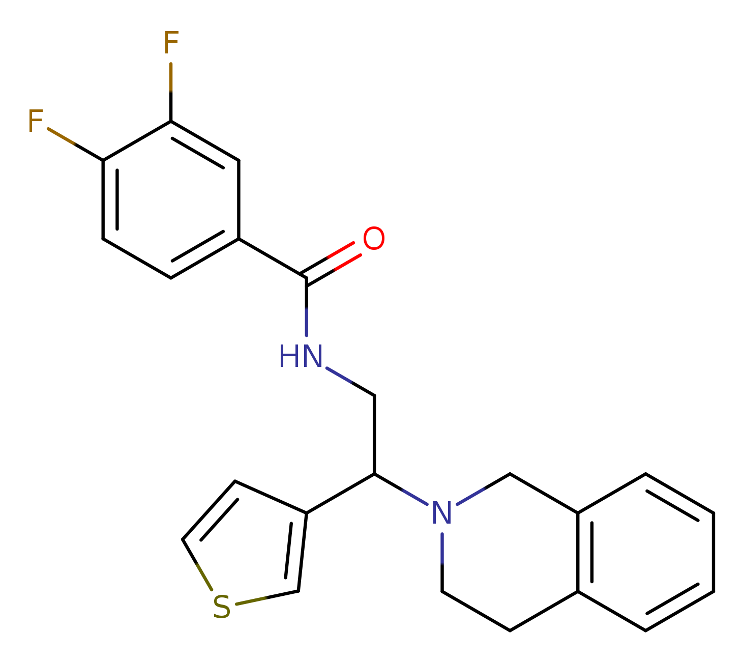 3,4-difluoro-N-[2-(1,2,3,4-tetrahydroisoquinolin-2-yl)-2-(thiophen-3-yl)ethyl]benzamide