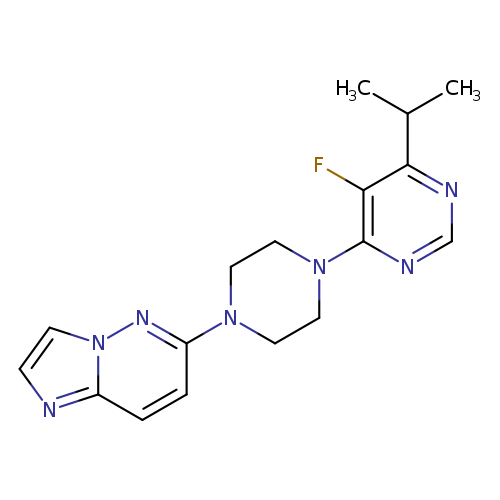 5-fluoro-4-(4-{imidazo[1,2-b]pyridazin-6-yl}piperazin-1-yl)-6-(propan-2-yl)pyrimidine
