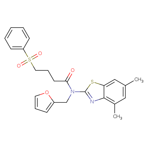 4-(benzenesulfonyl)-N-(4,6-dimethyl-1,3-benzothiazol-2-yl)-N-[(furan-2-yl)methyl]butanamide