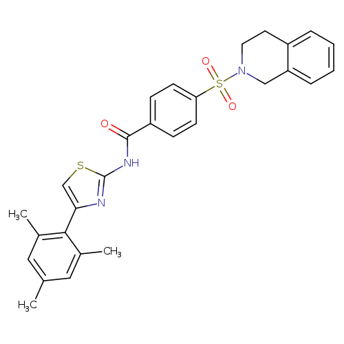 4-(1,2,3,4-tetrahydroisoquinoline-2-sulfonyl)-N-[4-(2,4,6-trimethylphenyl)-1,3-thiazol-2-yl]benzamide