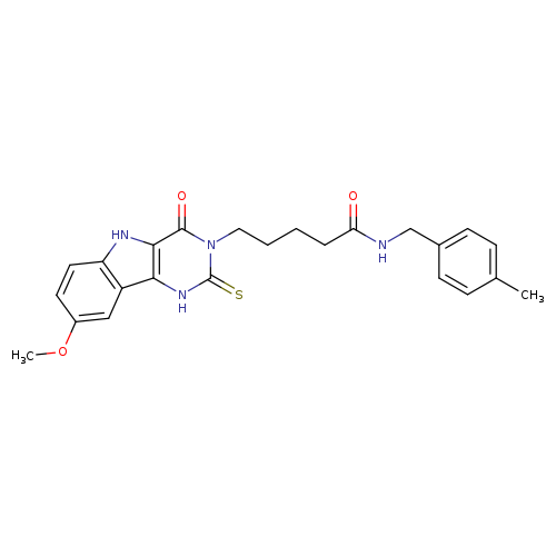5-{8-methoxy-4-oxo-2-sulfanylidene-1H,2H,3H,4H,5H-pyrimido[5,4-b]indol-3-yl}-N-[(4-methylphenyl)methyl]pentanamide