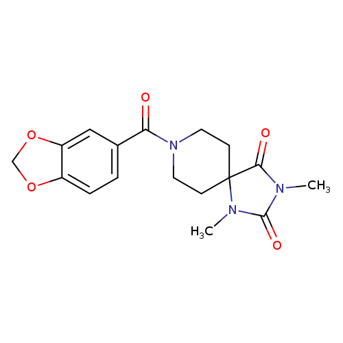8-(2H-1,3-benzodioxole-5-carbonyl)-1,3-dimethyl-1,3,8-triazaspiro[4.5]decane-2,4-dione